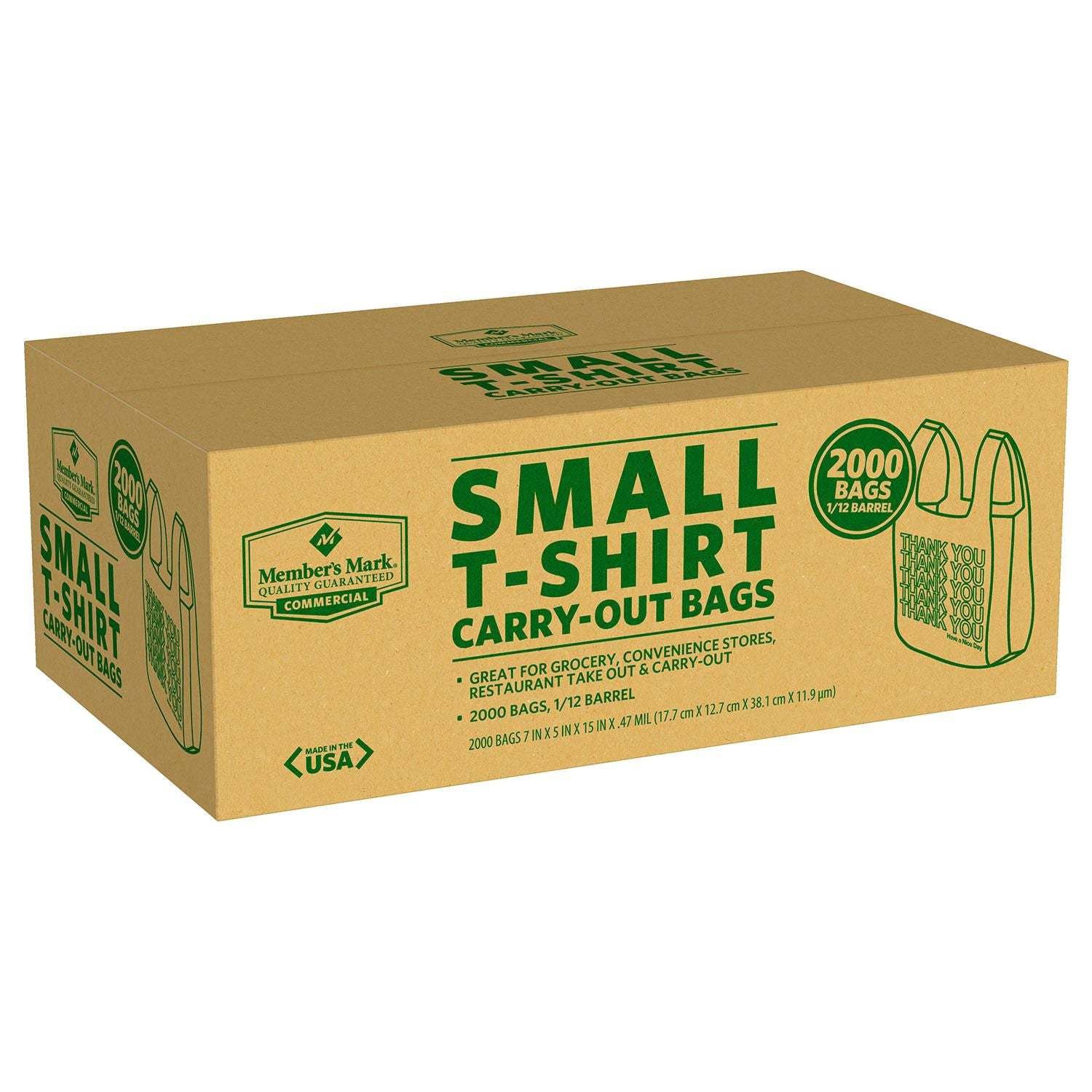 Poly America 2 000 Count  Small T-Shirt Carry-Out Plastic Bags  7  X 5  X 15 - Bellso